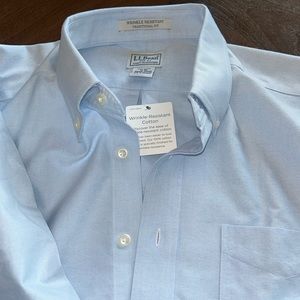 L. L. Bean Men’s Wrinkle Resistant Traditional Fit Checked Shirt Blue 17-33